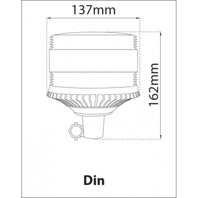 Girofar LED Galben cu lentile exterioare Fresnel si prindere Din Pole